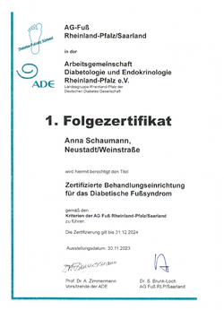 Fußambulanz Zertifikat Schaumann